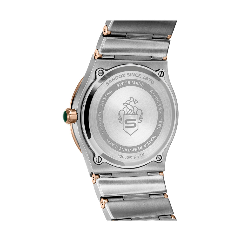 TRESOR LADIES QUARTZ WATCH White Mother of Pearl Dial, Silver & Rose Gold Plated Bracelet