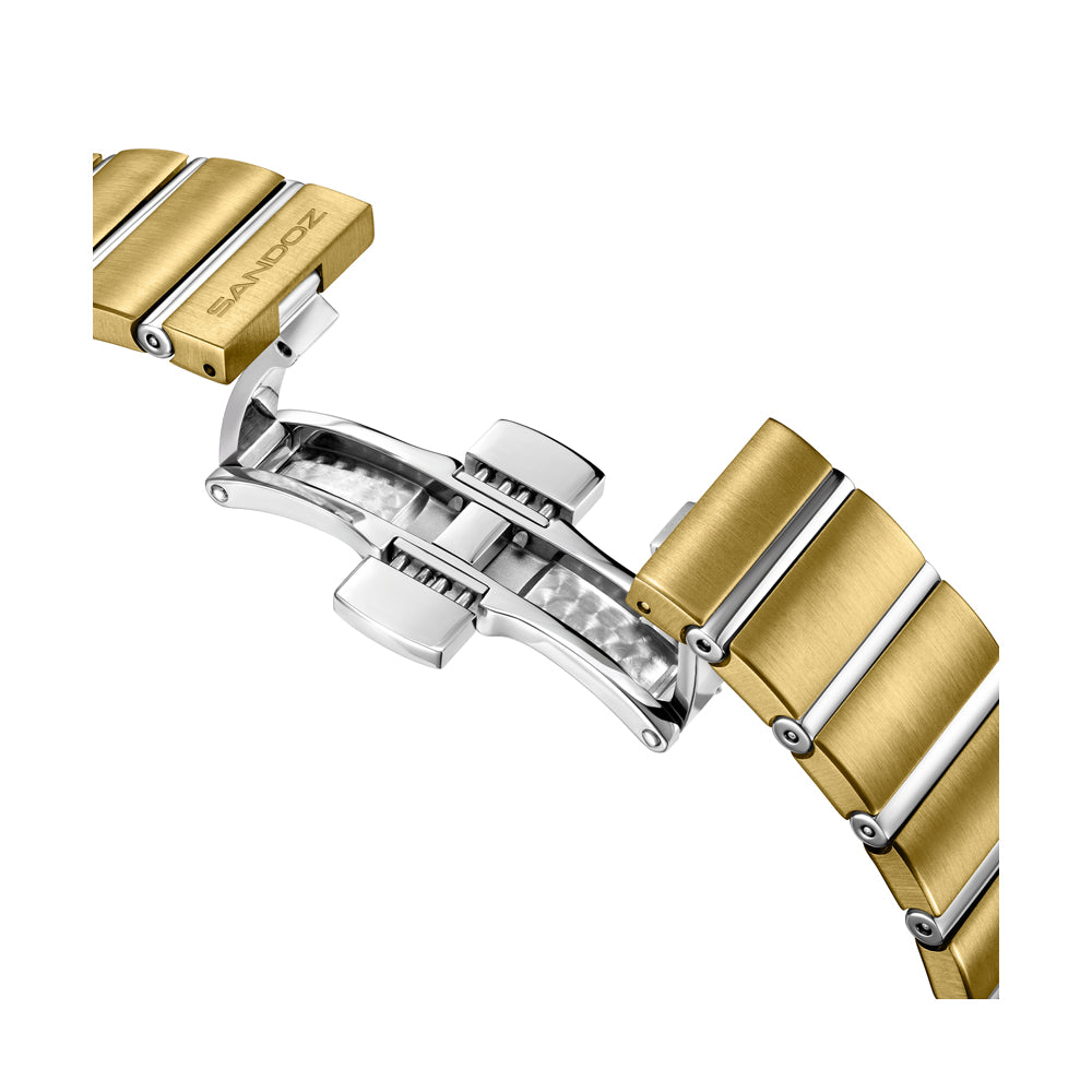 TRESOR LADIES QUARTZ WATCH Champagne Mother of Pearl Dial, Silver & Gold Plated Bracelet