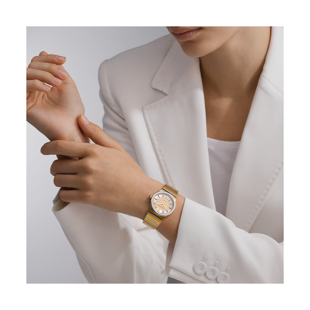 TRESOR LADIES QUARTZ WATCH Champagne Mother of Pearl Dial, Silver & Gold Plated Bracelet