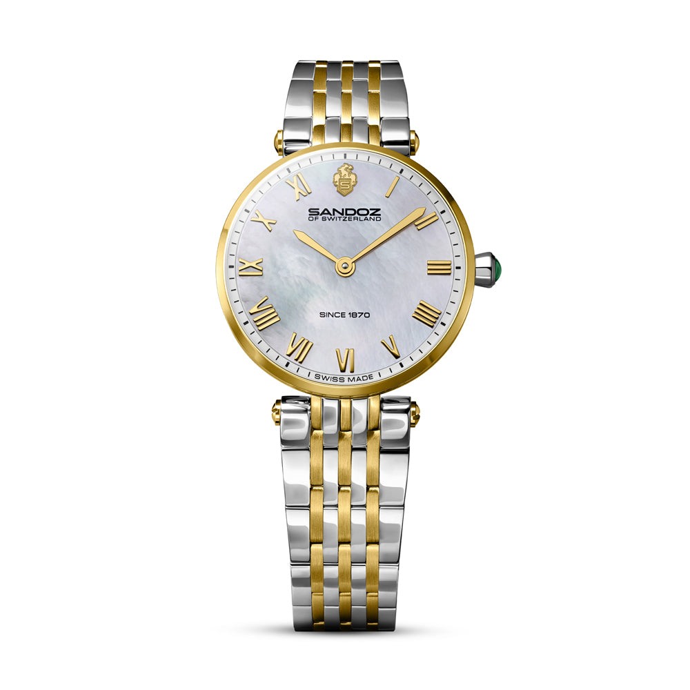 ORANGERIE LADIES QUARTZ WATCH White Mother of Pearl, Silver & Gold Plated Bracelet