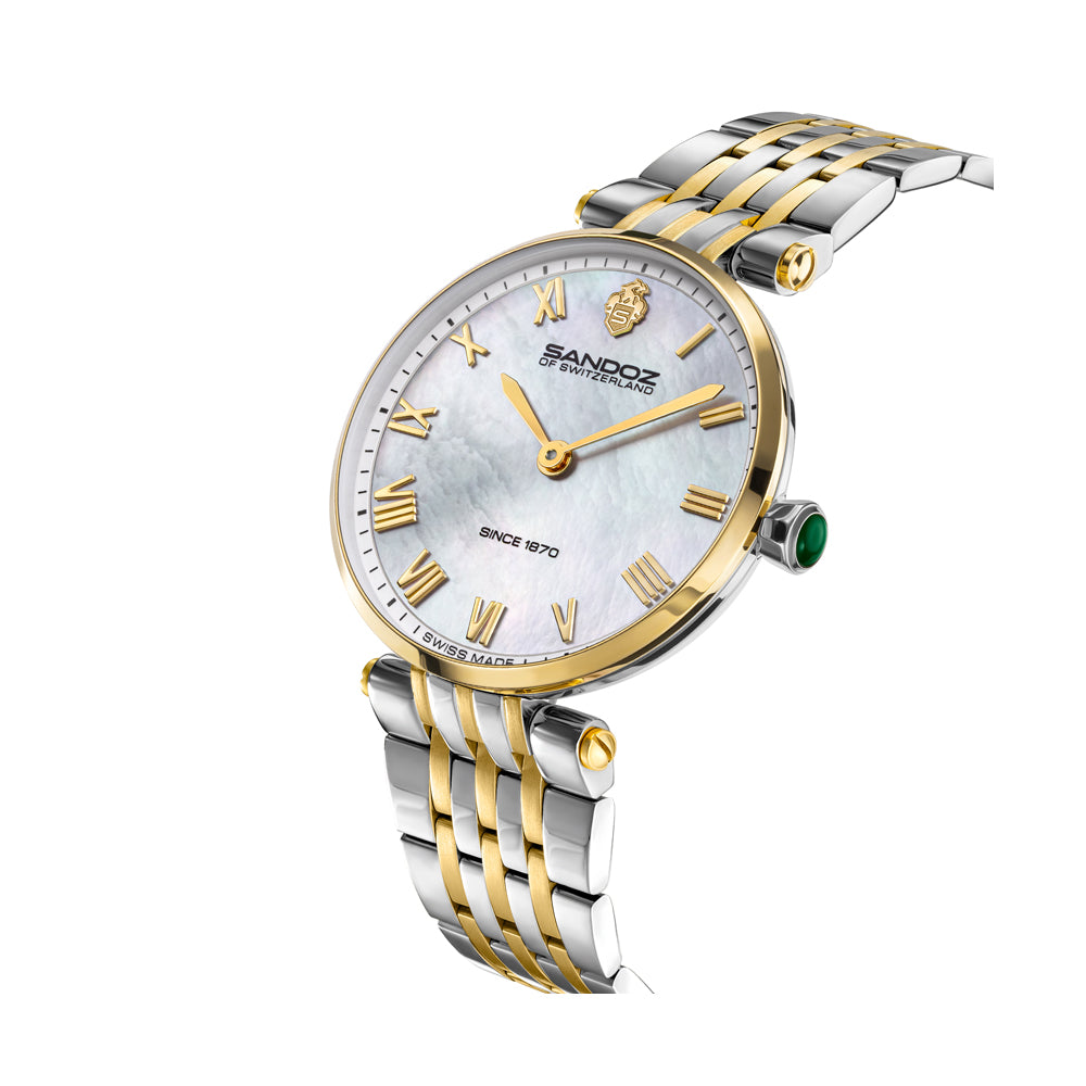 ORANGERIE LADIES QUARTZ WATCH White Mother of Pearl, Silver & Gold Plated Bracelet