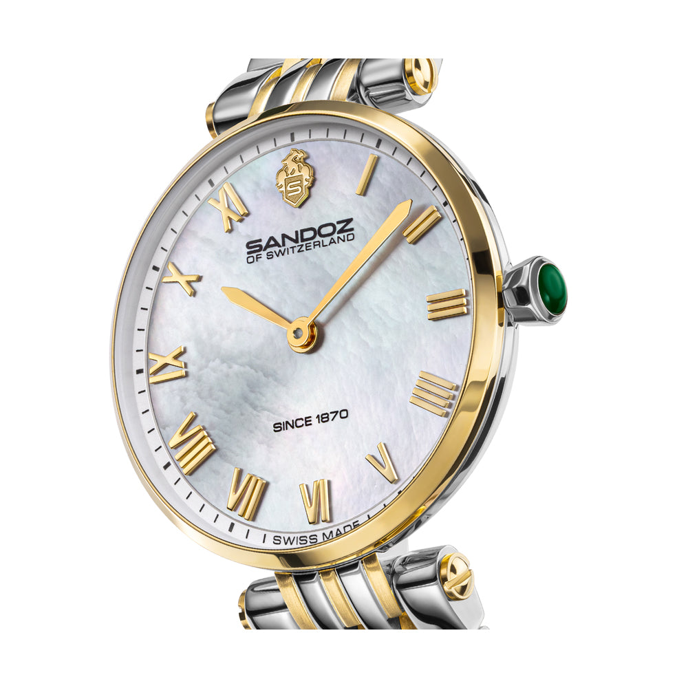 ORANGERIE LADIES QUARTZ WATCH White Mother of Pearl, Silver & Gold Plated Bracelet