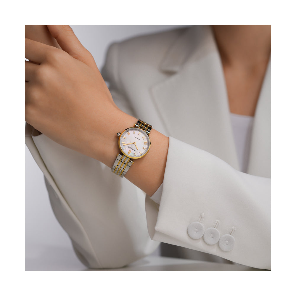 ORANGERIE LADIES QUARTZ WATCH White Mother of Pearl, Silver & Gold Plated Bracelet