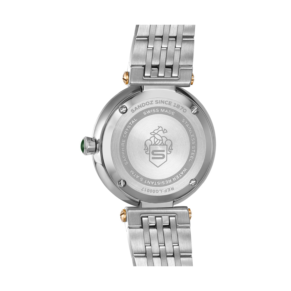 ORANGERIE LADIES QUARTZ WATCH Green Mother of Pearl Dial, Silver & Gold Plated Bracelet