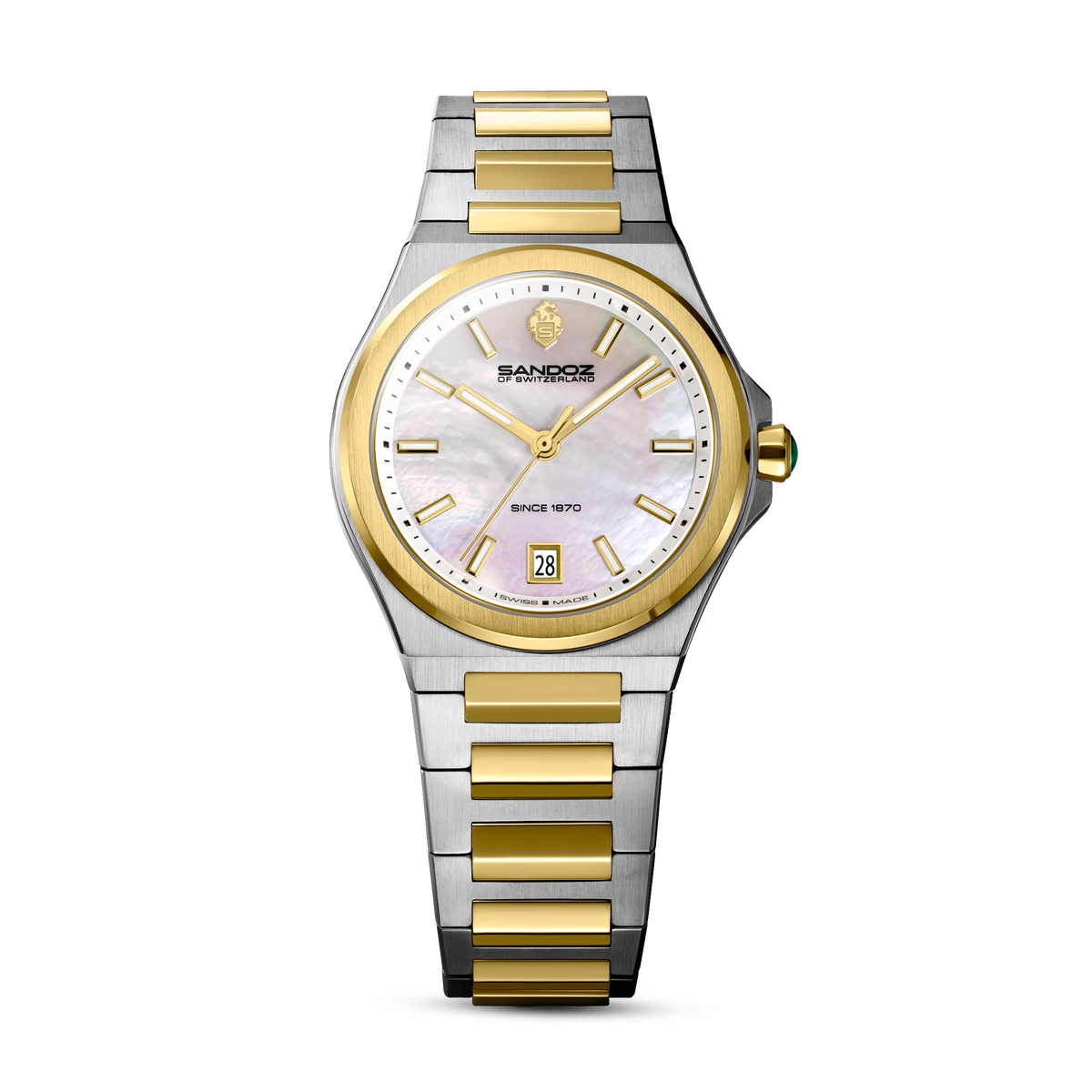 CDF 75 LADIES QUARTZ WATCH White Mother of Pearl, Silver & Gold Bracelet