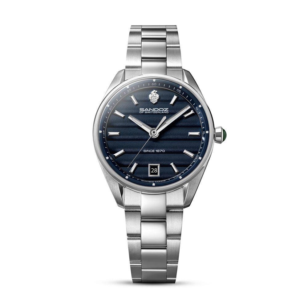 BACHELIN LADIES QUARTZ WATCH Blue Dial, Stainless Steel Bracelet