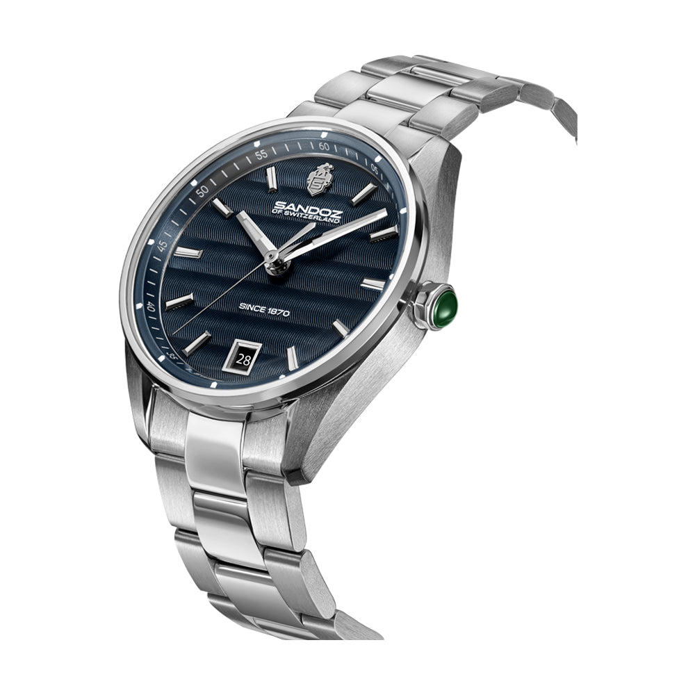 BACHELIN LADIES QUARTZ WATCH Blue Dial, Stainless Steel Bracelet
