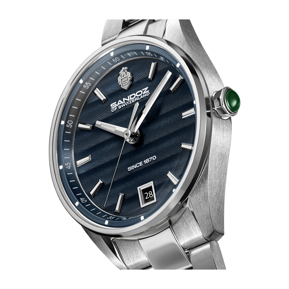 BACHELIN LADIES QUARTZ WATCH Blue Dial, Stainless Steel Bracelet