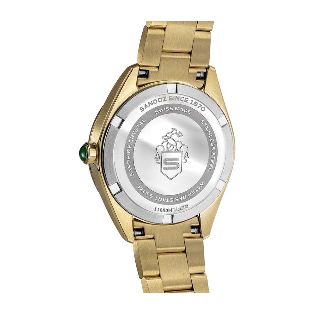 BACHELIN LADIES QUARTZ WATCH Silver Dial, Gold Plated Bracelet