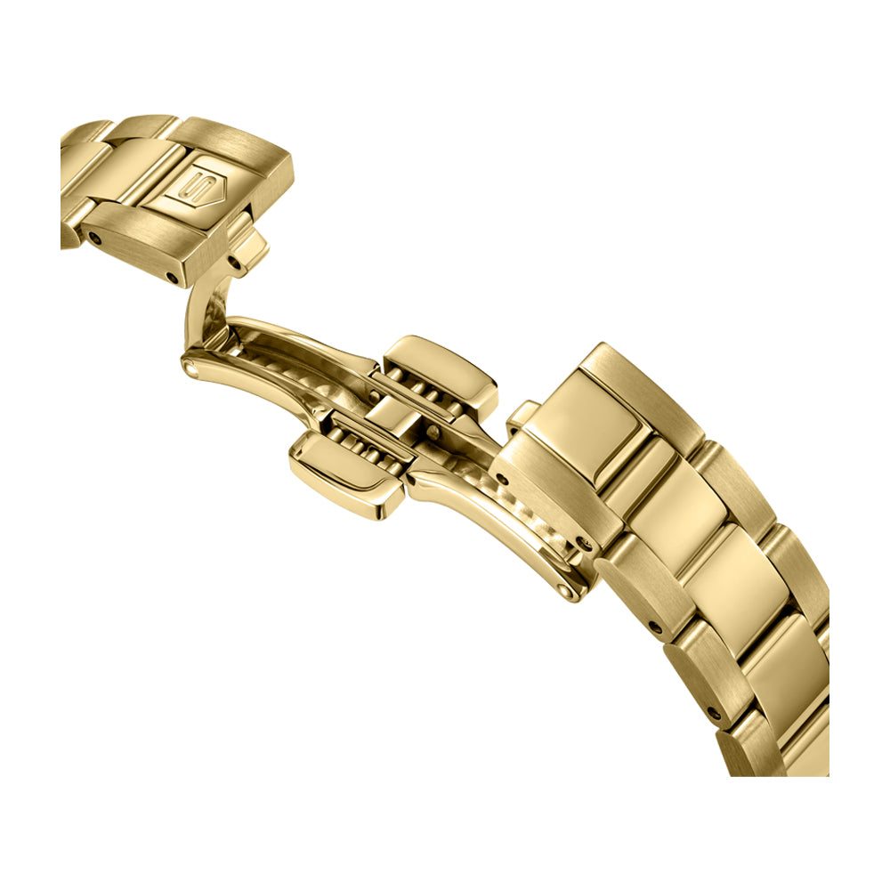 BACHELIN LADIES QUARTZ WATCH Silver Dial, Gold Plated Bracelet