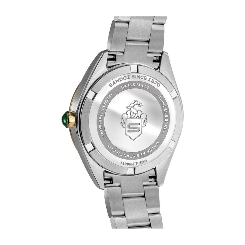BACHELIN LADIES QUARTZ WATCH Silver Dial, Silver & Gold Bracelet