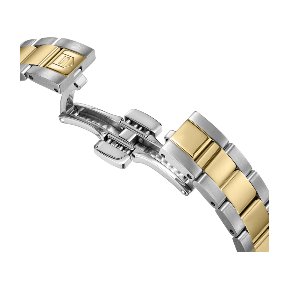 BACHELIN LADIES QUARTZ WATCH Silver Dial, Silver & Gold Bracelet