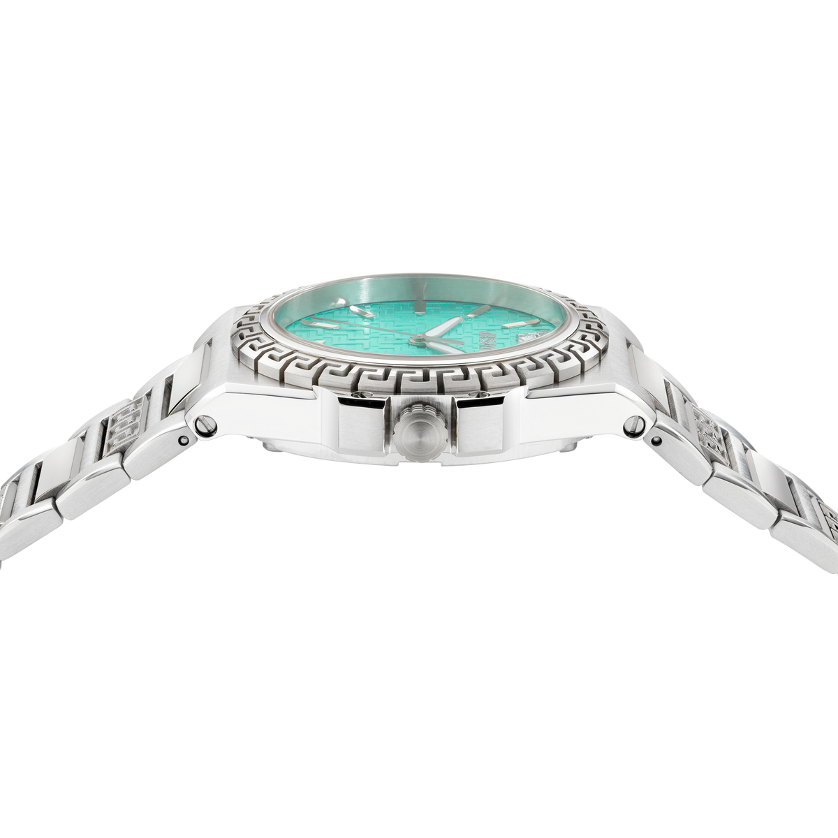 Versace Greca Reaction Stainless Steel / Light Blue