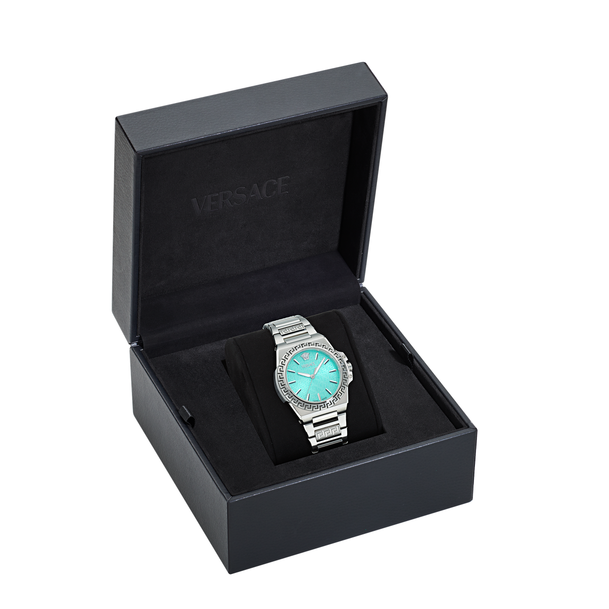 Versace Greca Reaction Stainless Steel / Light Blue