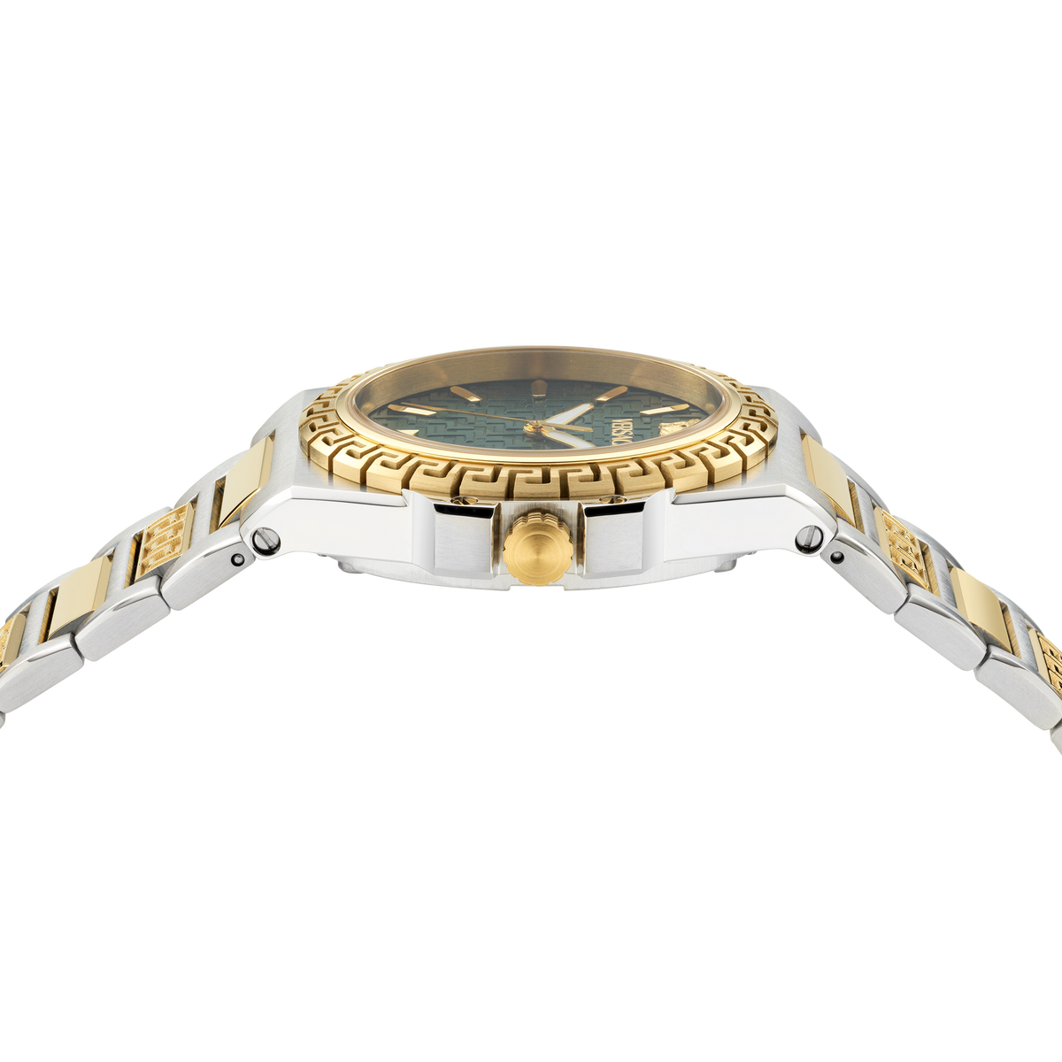 Versace Greca Reaction SS & Yellow Gold Tone / Green