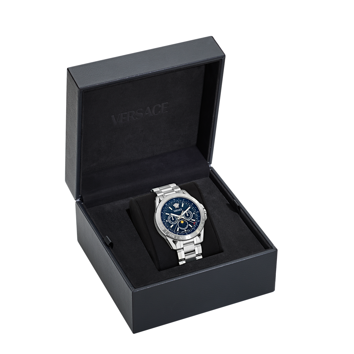 Versace Galaxy Moonph.Chr Stainless Steel / Blue