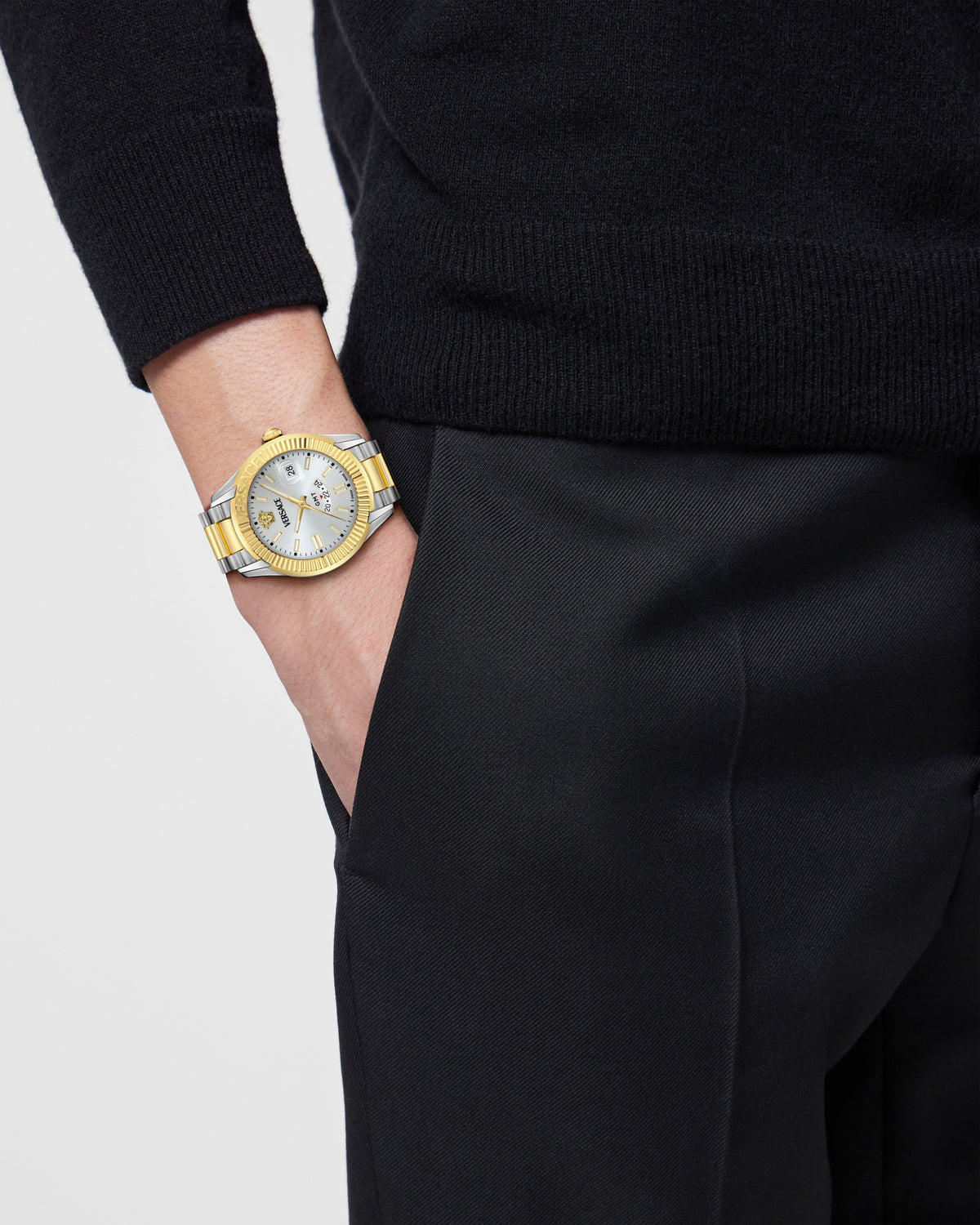 Versace Apodis SS & Yellow Gold Tone / White-Silver
