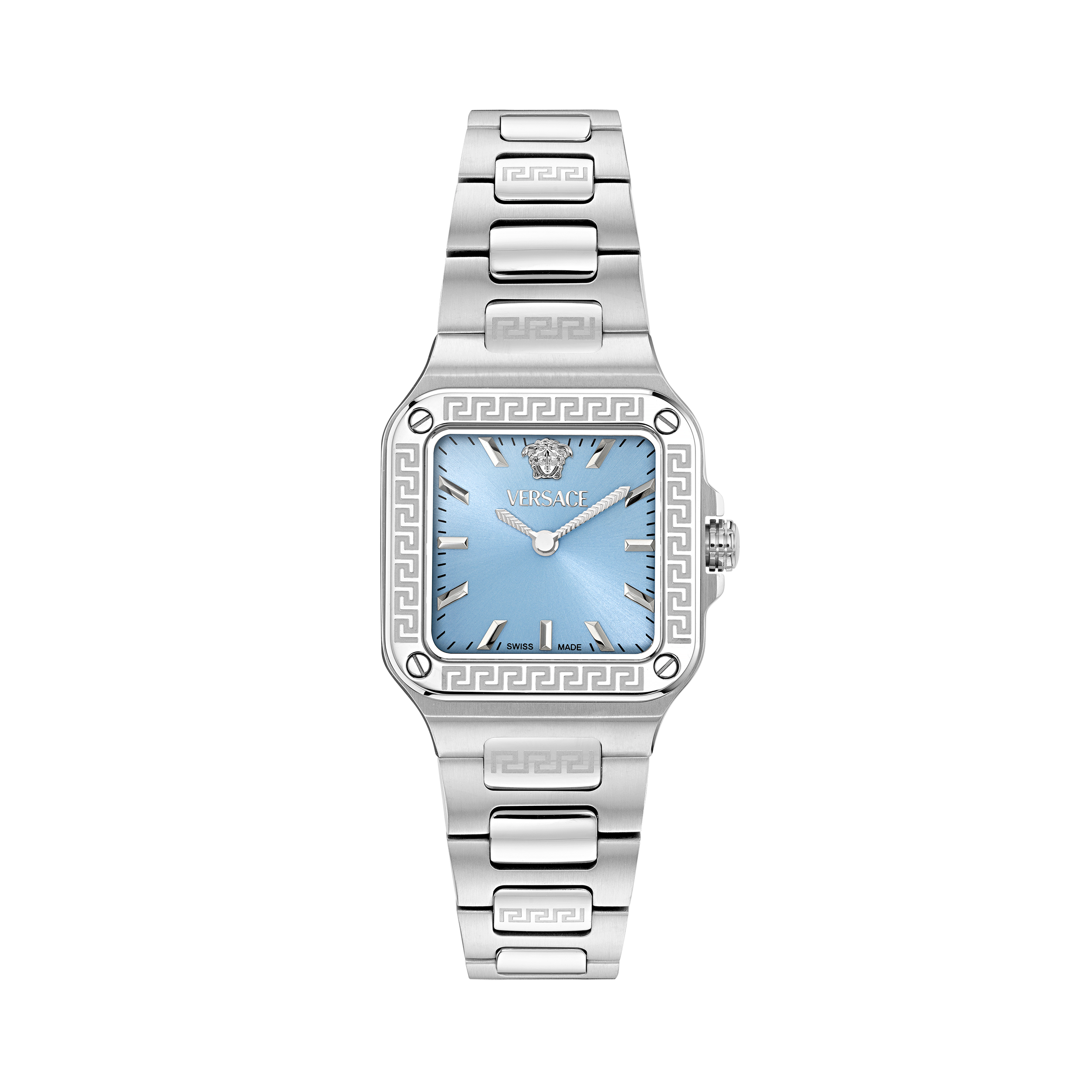Versace Greca Edge Silver-Tone / Light Blue