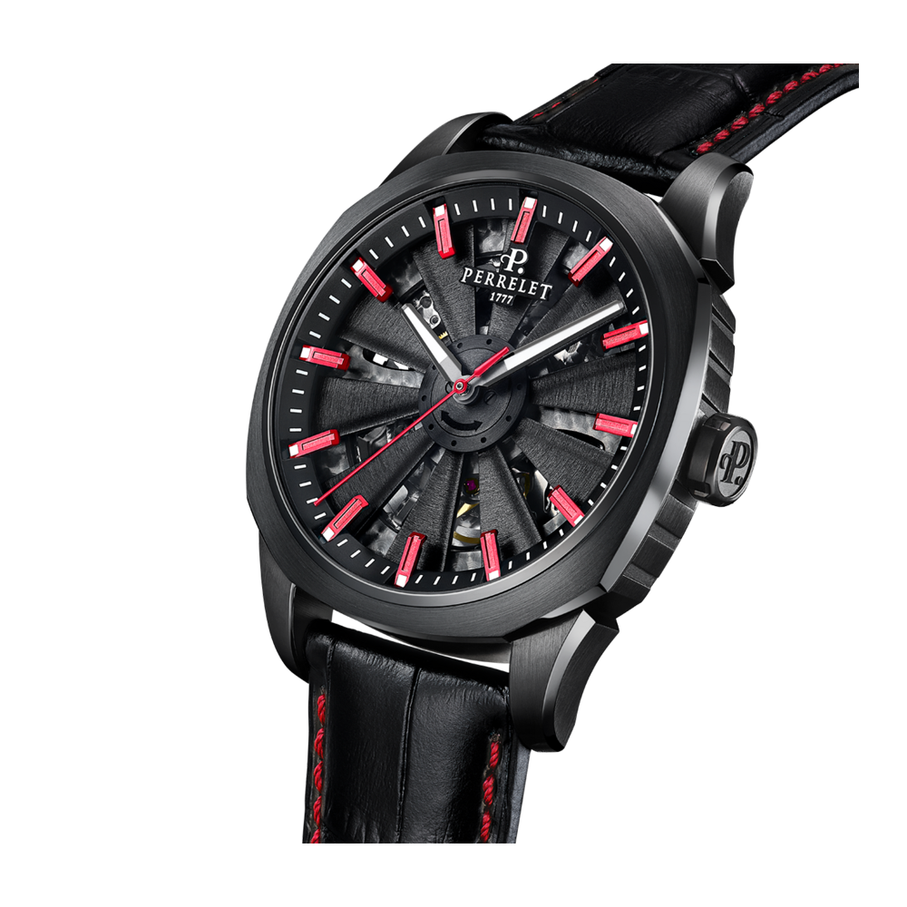 TURBINE URBAN SKELETON Black leather strap