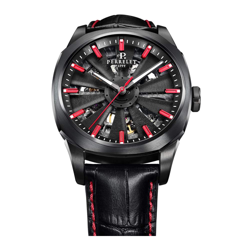 TURBINE URBAN SKELETON Black leather strap