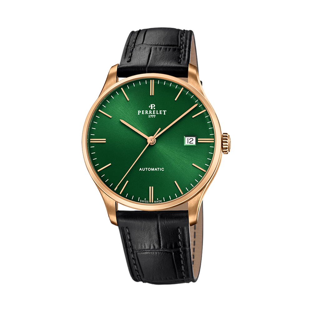 WEEKEND 3 HANDS Black leather strap