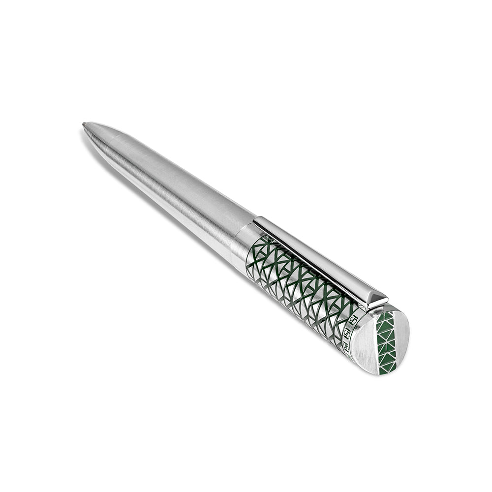 Champ De Mars Pen STEEL AND GREEN LACQUER