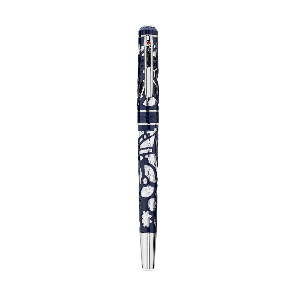 Monceau Cut-Out Design Pen STEEL AND IP BLUE