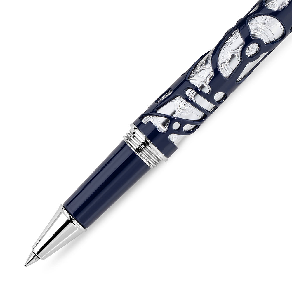 Monceau Cut-Out Design Pen STEEL AND IP BLUE