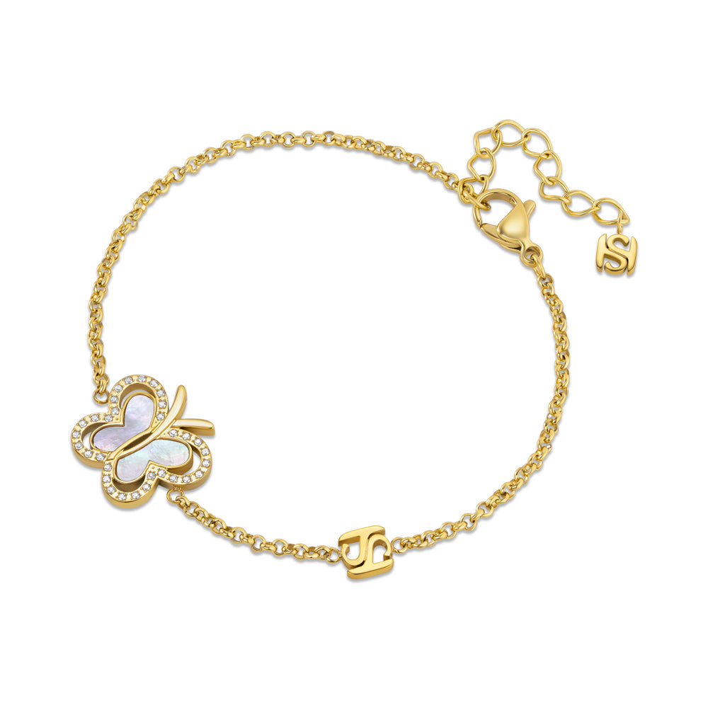 Orsay Bracelet Butterfly Motif with MOP and Crystals GOLD PLATED (OR) GOLD COLOUR