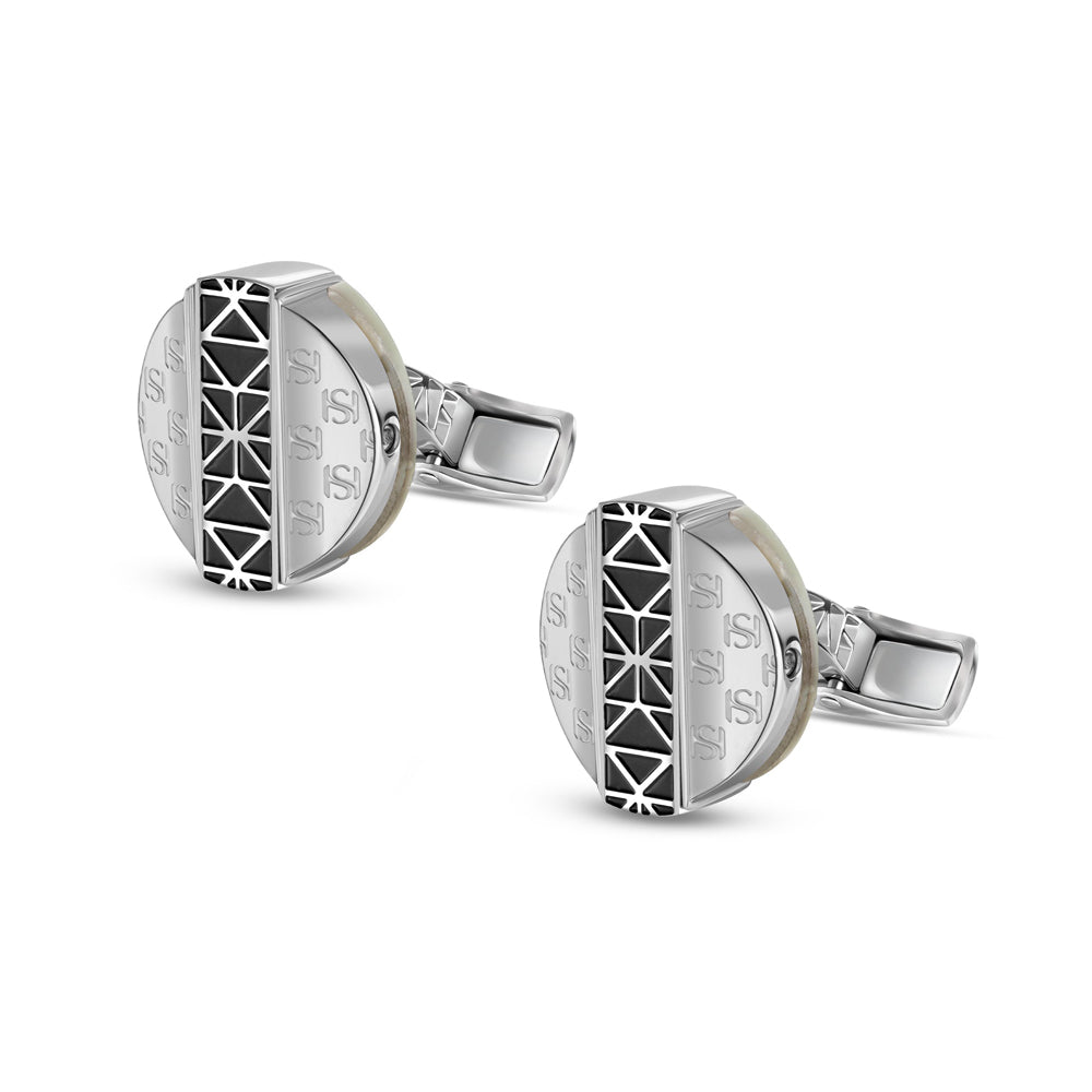 Champ De Mars Twistable Cufflinks STEEL AND WHITE