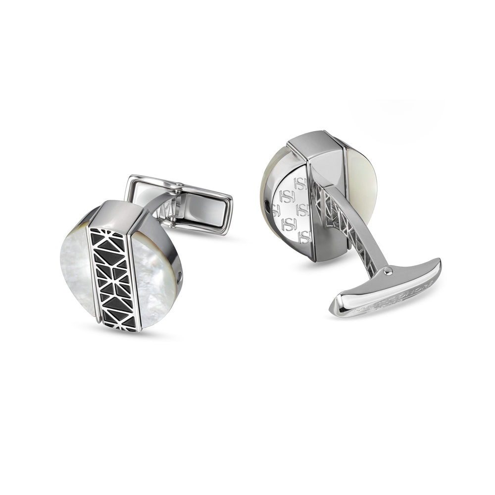 Champ De Mars Twistable Cufflinks STEEL AND WHITE