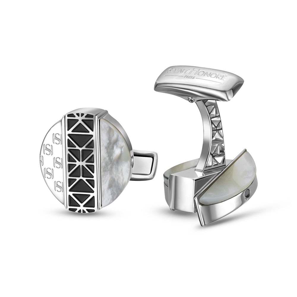 Champ De Mars Twistable Cufflinks STEEL AND WHITE