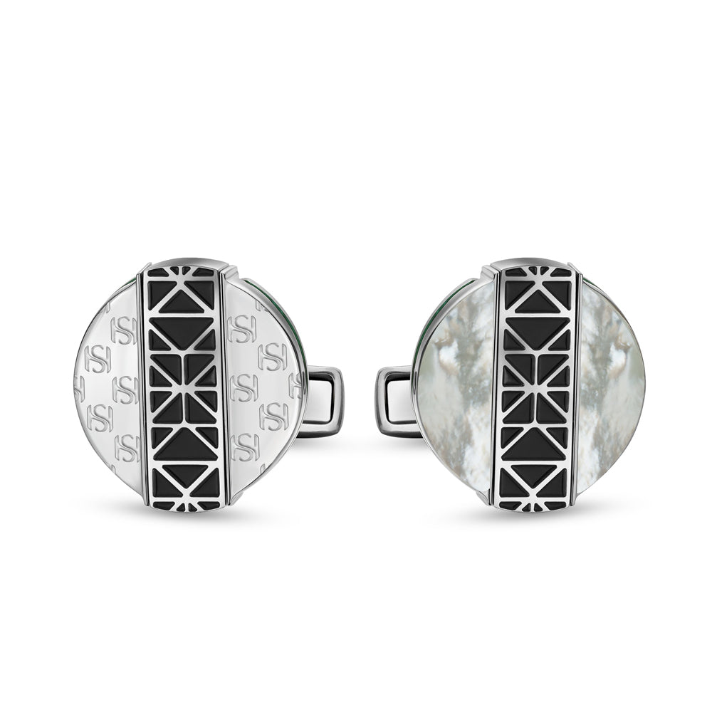Champ De Mars Twistable Cufflinks STEEL AND WHITE