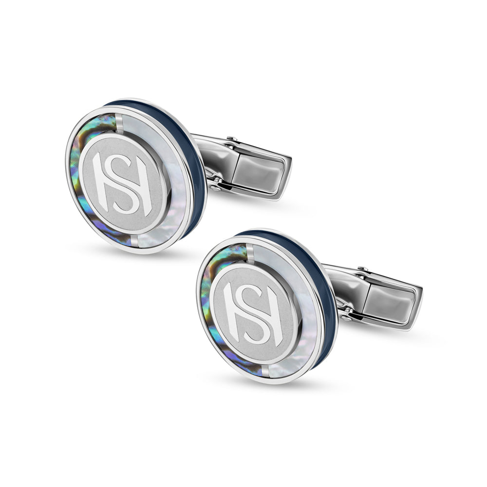 Mother of Pearl Cufflinks STEEL AND BLUE