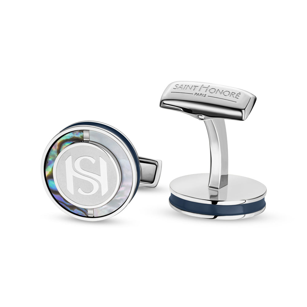 Mother of Pearl Cufflinks STEEL AND BLUE