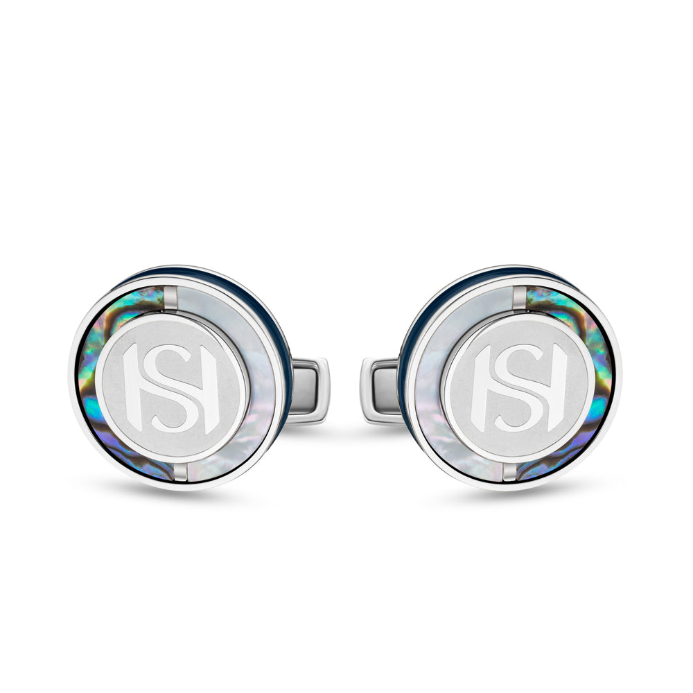 Mother of Pearl Cufflinks STEEL AND BLUE