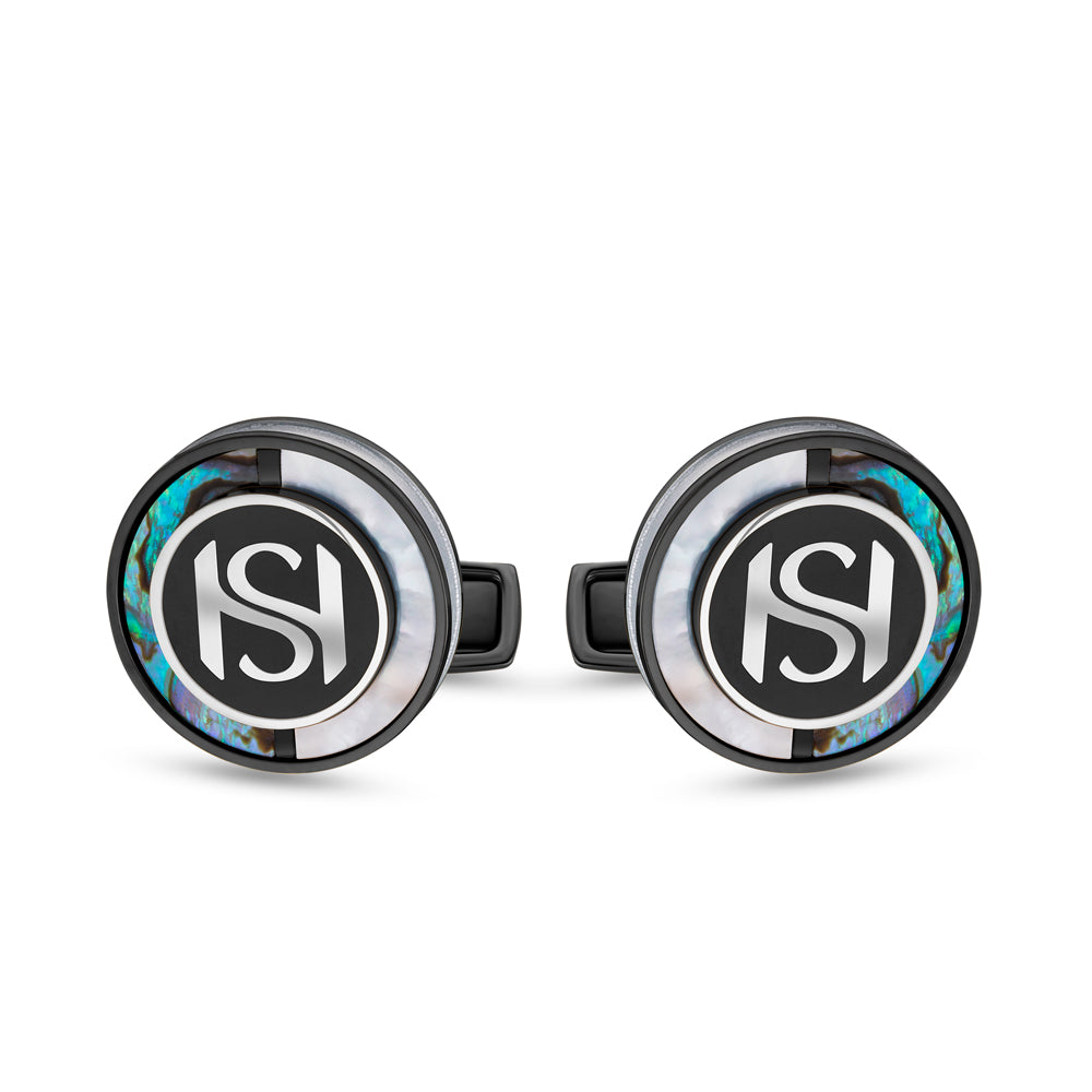 Mother of Pearl Cufflinks IP BLACK AND WHITE