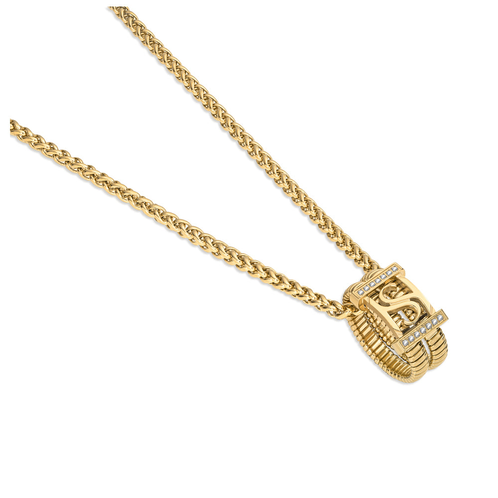 Spire Necklace with Logo & Crystals IP GOLD PLATING