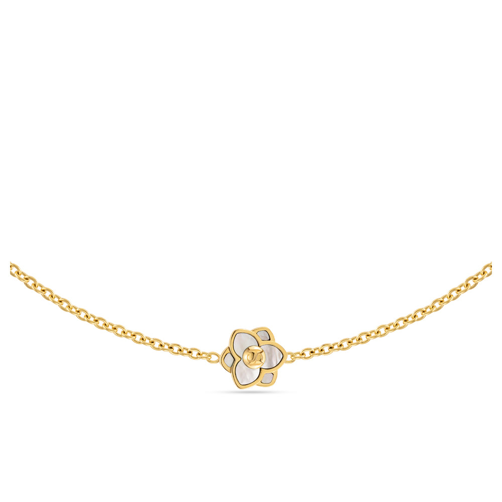 Long Burj Necklace with Six-Petal Motif GOLD PLATED (OR) GOLD COLOUR