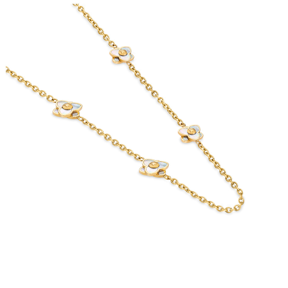 Long Burj Necklace with Six-Petal Motif GOLD PLATED (OR) GOLD COLOUR