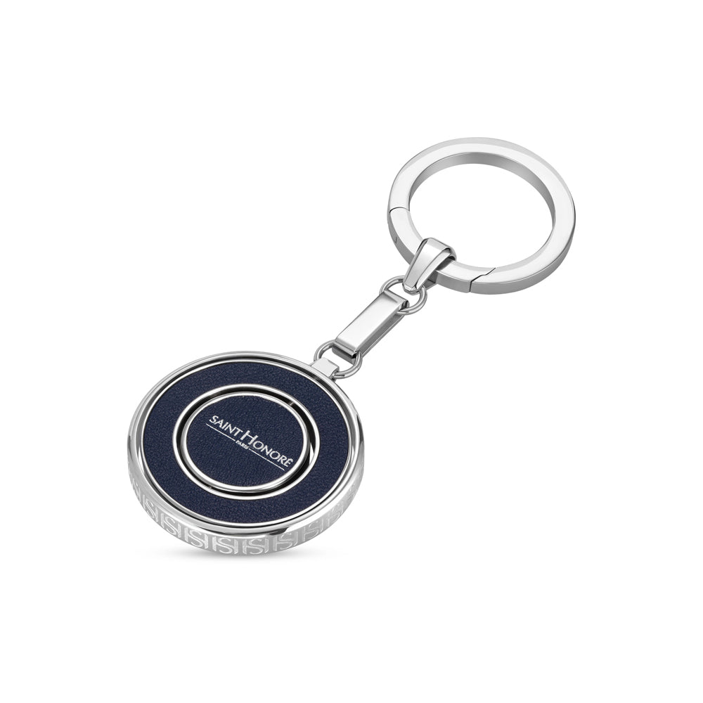 Coin Leather Keyring STEEL AND BLUE