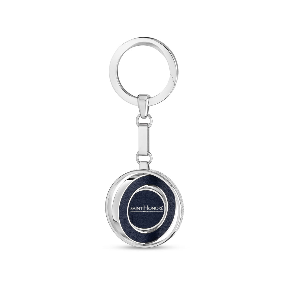Coin Leather Keyring STEEL AND BLUE