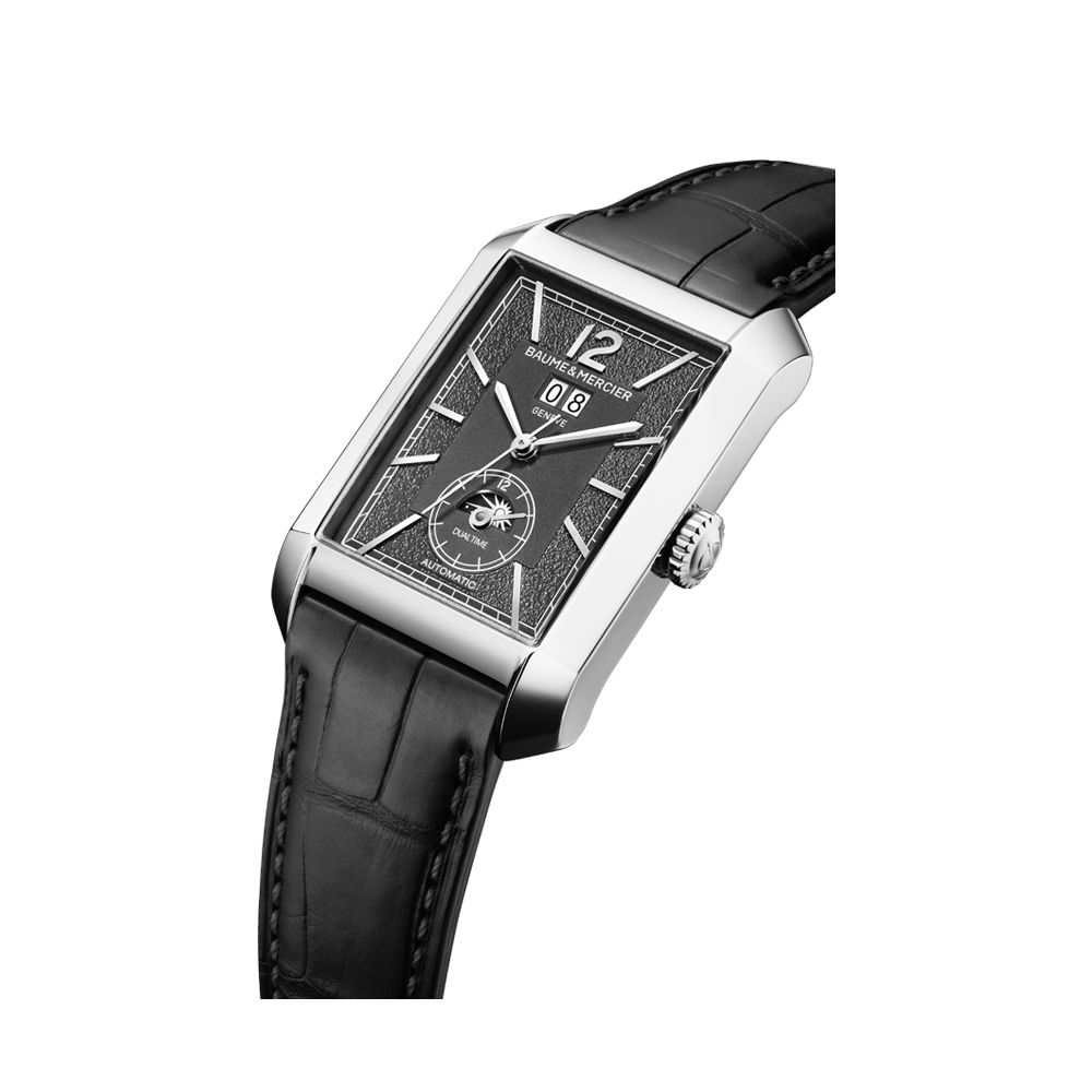 HAMPTON GENTS AUTOMATIC LEATHER STRAP WATCH BLACK / GRAY