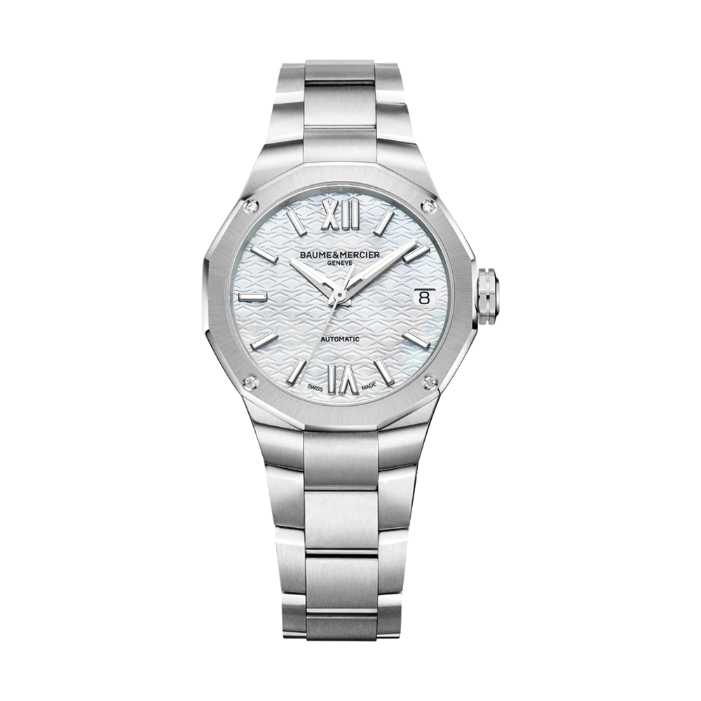 RIVIERA LADIES DIAMOND AUTOMATIC WATCH SILVER / MOTHER OF PEARL WHITE
