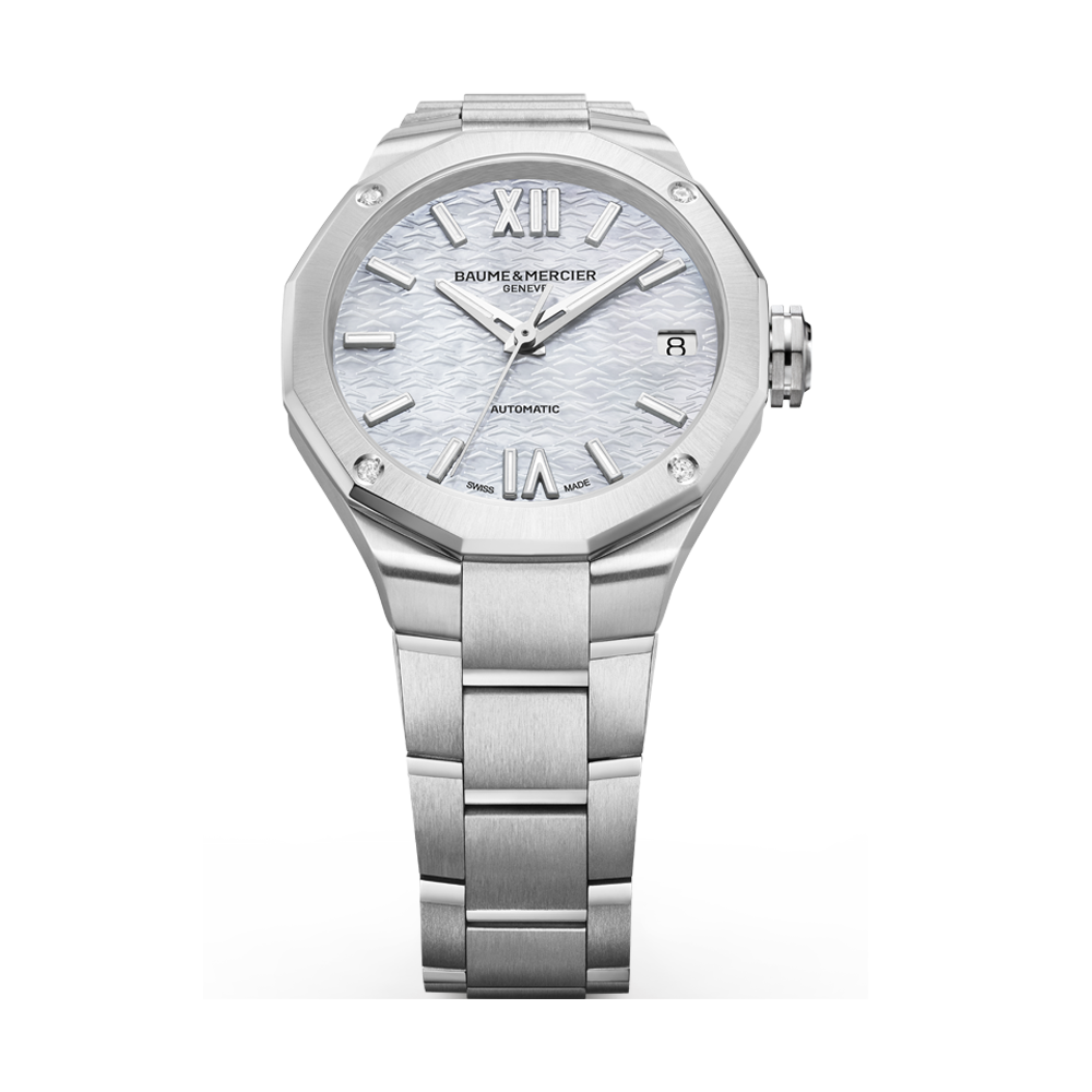 RIVIERA LADIES DIAMOND AUTOMATIC WATCH SILVER / MOTHER OF PEARL WHITE