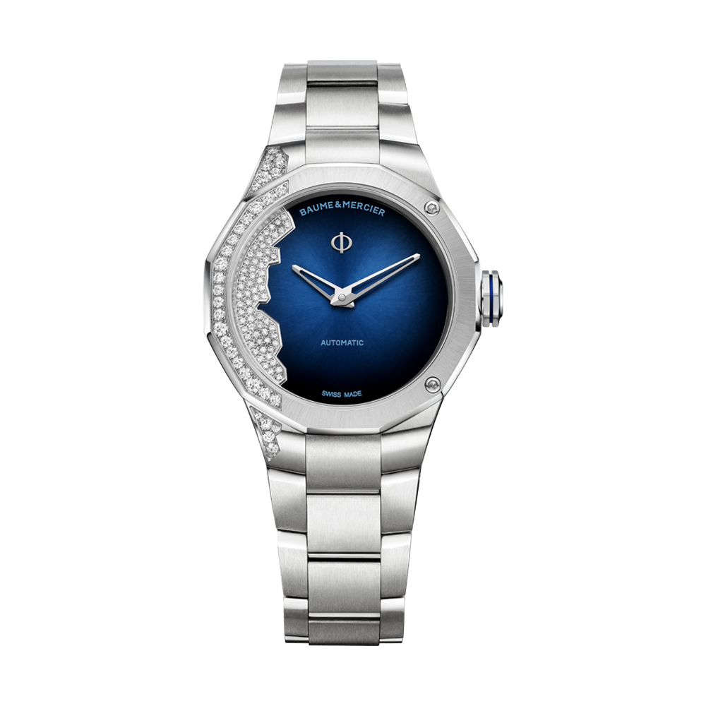 RIVIERA LADIES DIAMOND AUTOMATIC WATCH SILVER / NIGHT BLUE