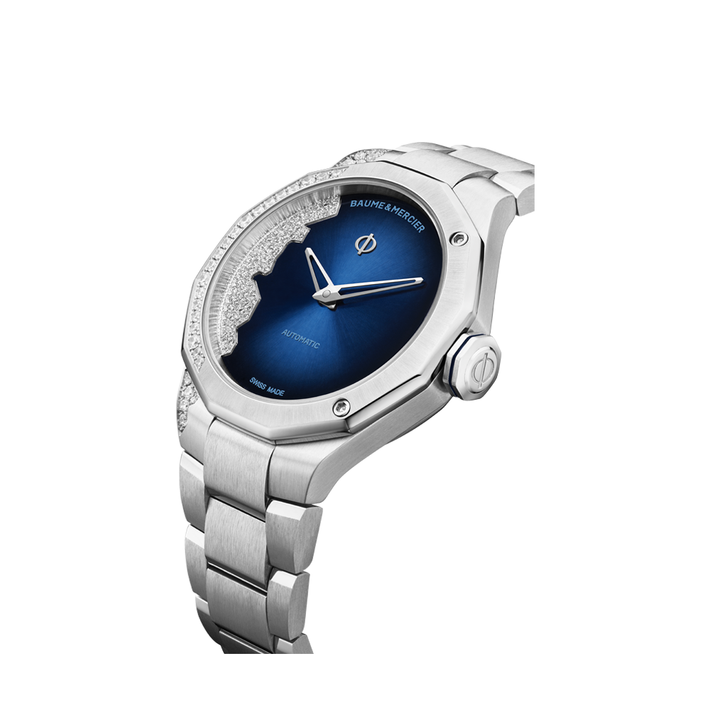 RIVIERA LADIES DIAMOND AUTOMATIC WATCH SILVER / NIGHT BLUE