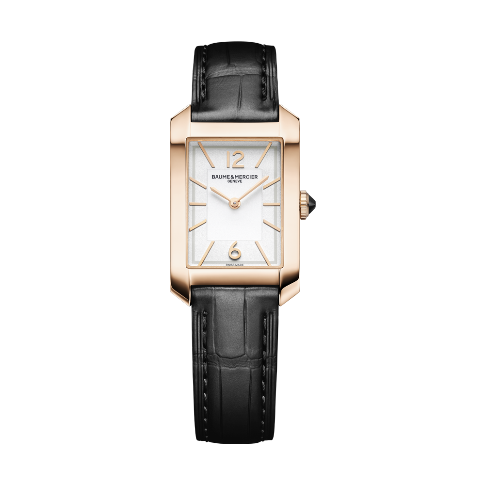 HAMPTON 18k PINK GOLD QUARTZ WATCH BLACK / SILVER