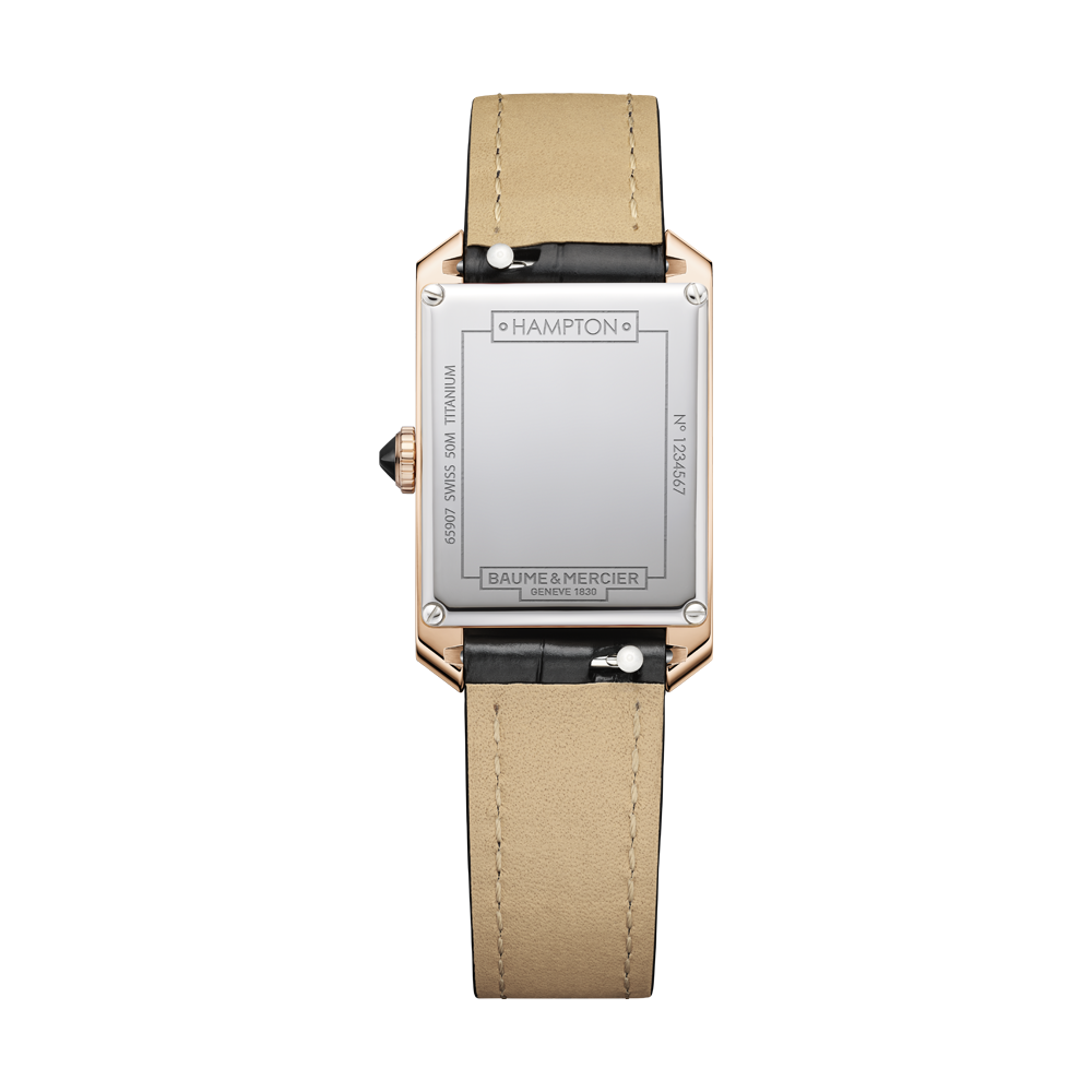 HAMPTON 18k PINK GOLD QUARTZ WATCH BLACK / SILVER