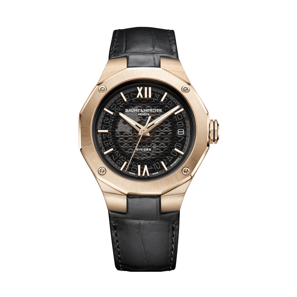 RIVIERA DEDECAGONAL MENS AUTOMATIC 39MM WATCH BLACK / BLACK